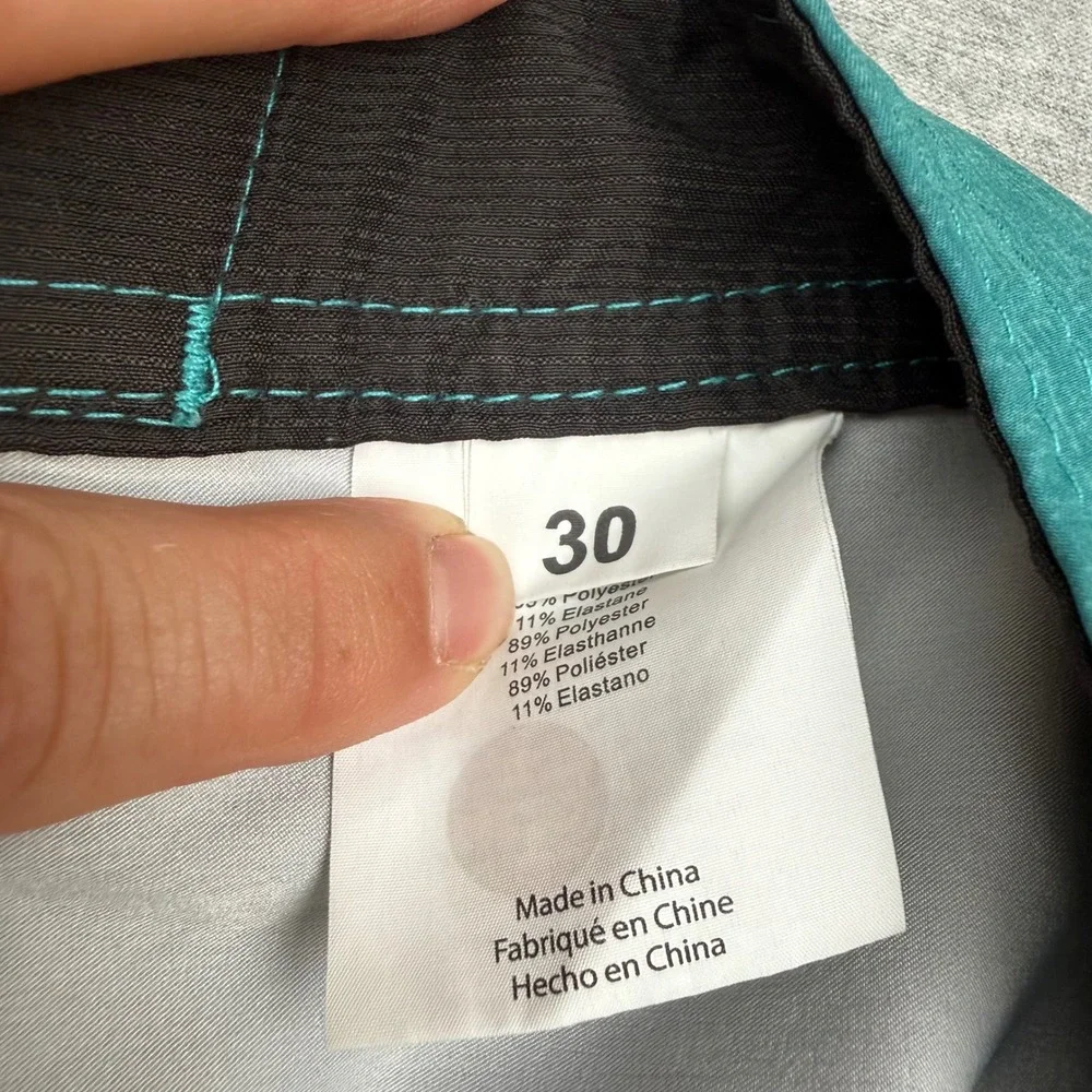 ONeill Hyperfreak Mens Board Shorts Teal Charcoal Striped Size 30 SP0106011